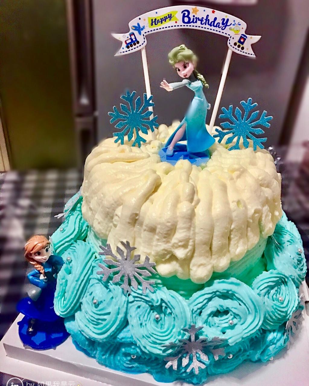 冰雪奇缘主题双层蛋糕--Frozen艾莎