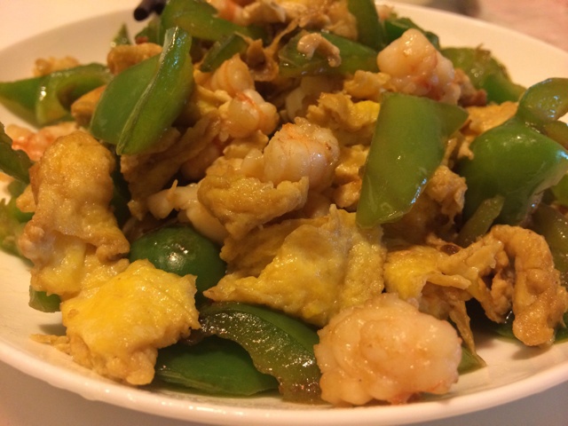 虾仁炒鸡蛋青椒
