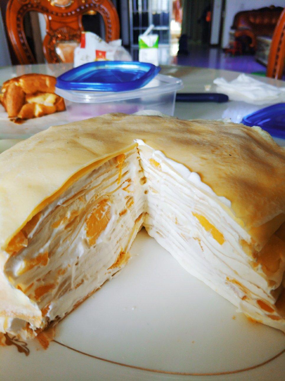 yongforever89-容初丁偶吧做的零基础做芒果千层蛋糕(8寸)