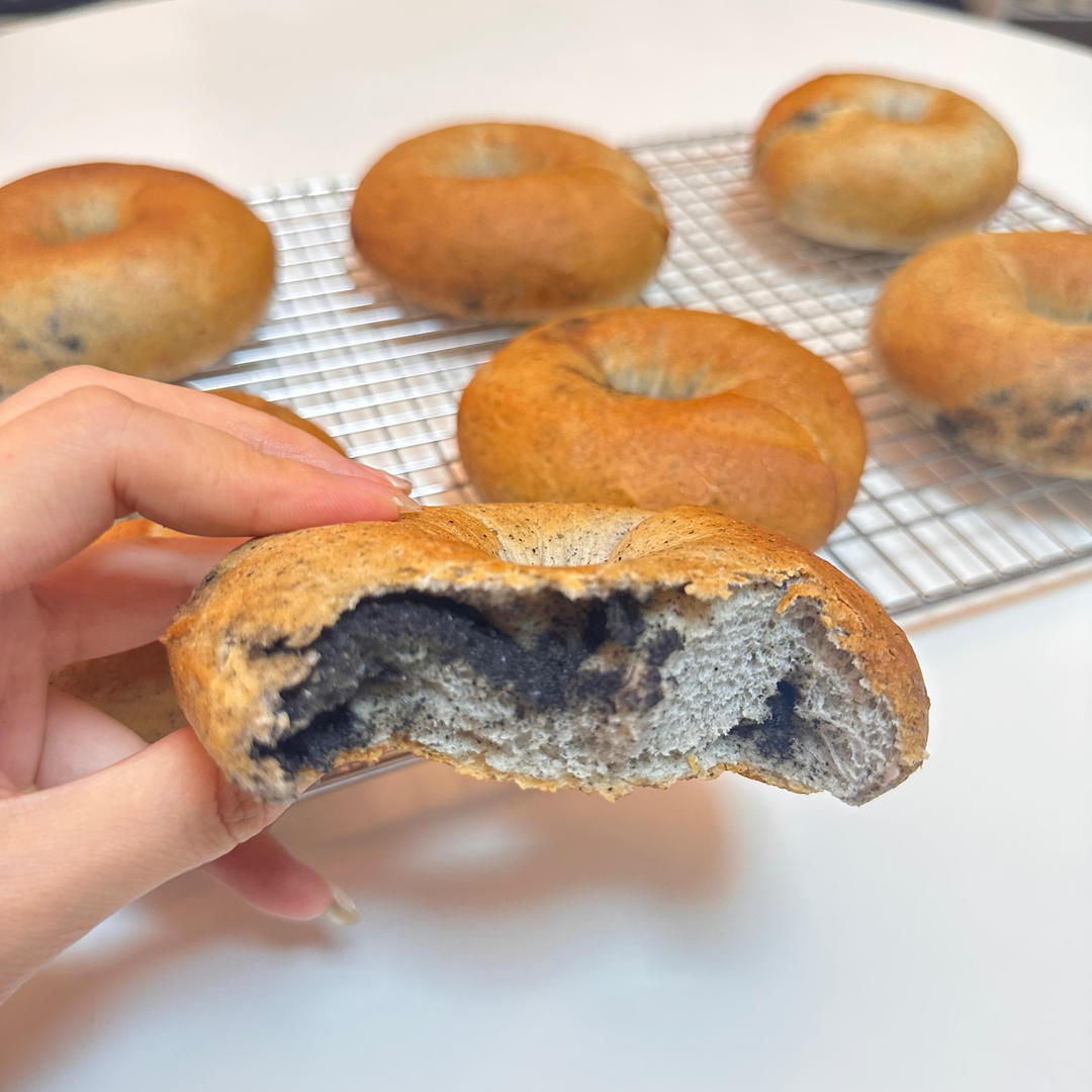双重黑芝麻贝果🥯低油低糖巨好吃㊙️详细教程