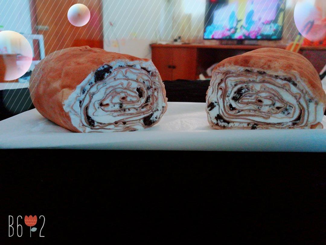 千层毛巾卷，原味、抹茶、巧克力三种口味