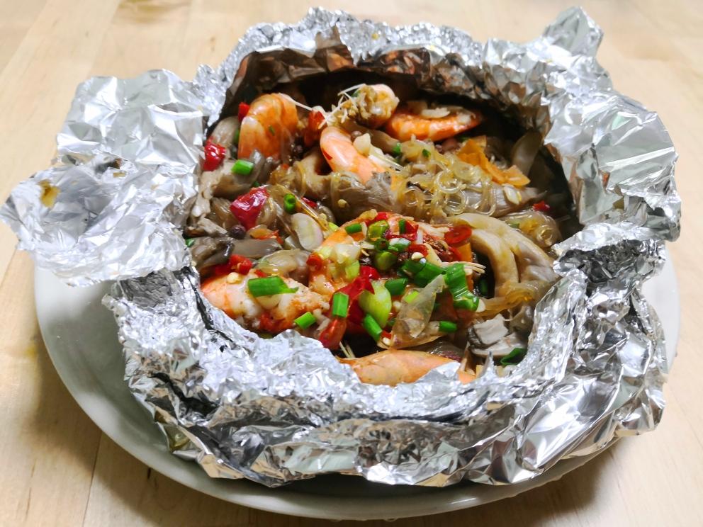 我的减脂餐：锡纸蒜蓉虾