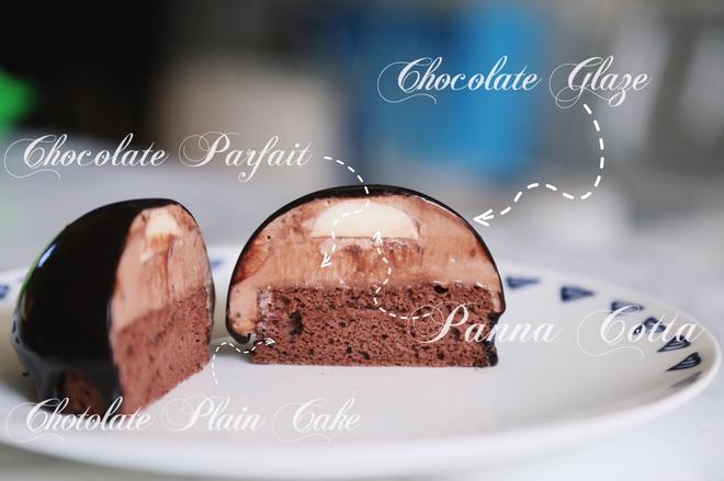 法式巧克力慕斯球球（含巧克力淋面、意式奶冻、芭菲和巧克力海绵底）的做法