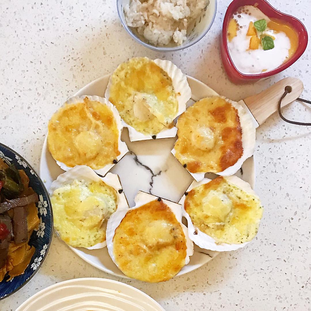 芝士焗扇贝(蛋黄酱/千岛酱)