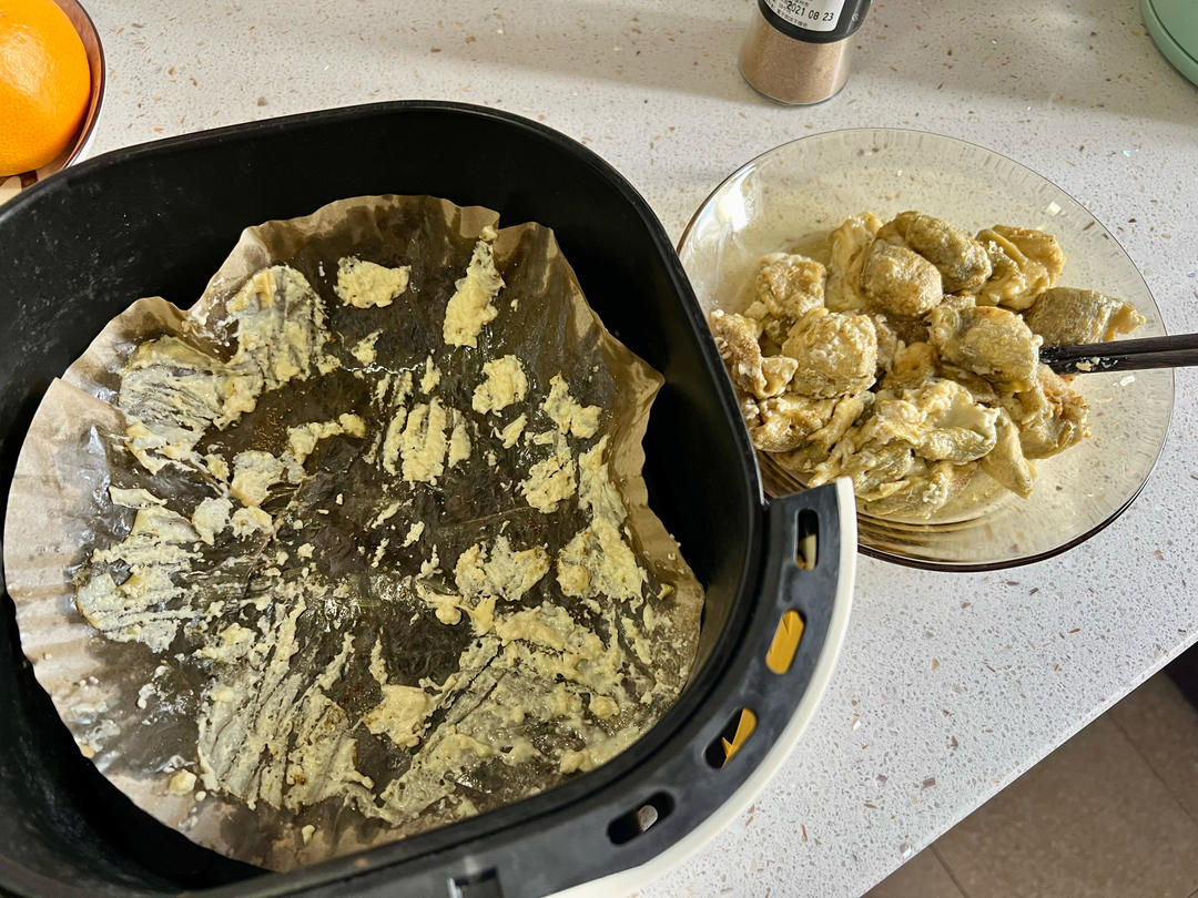 超简单不洗碗，空气炸锅版烤石屏包浆豆腐