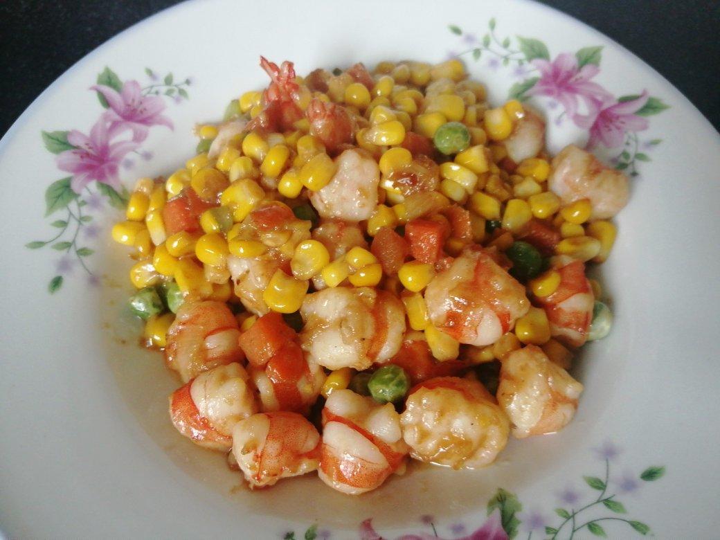 虾仁炒玉米青豆