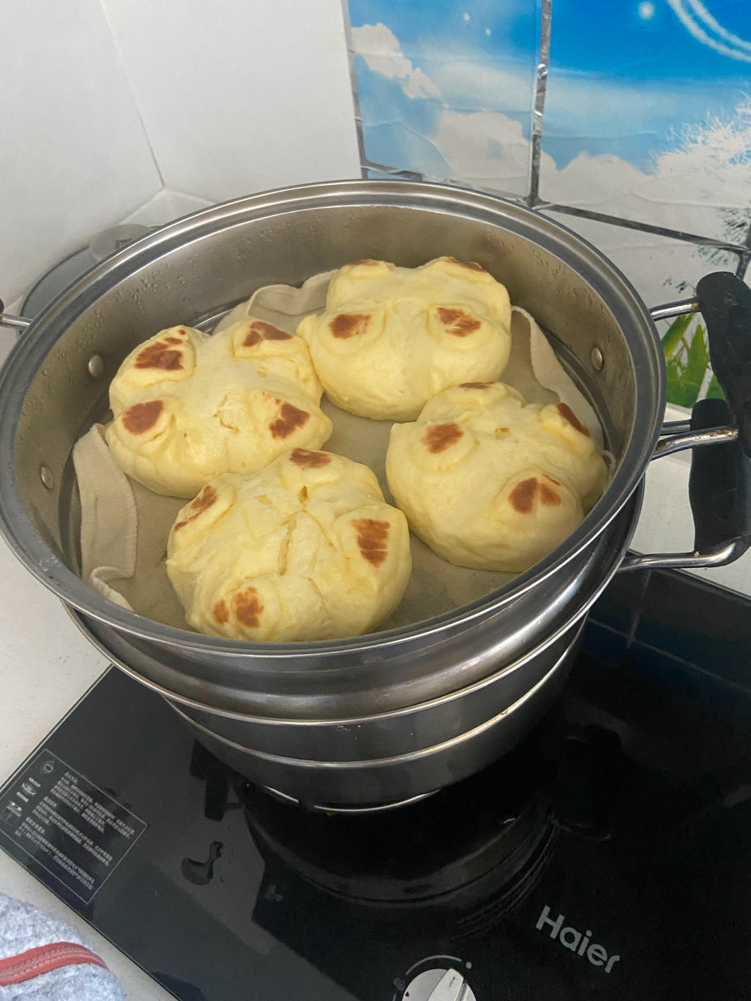 不加一滴水的奶香开花大馒头