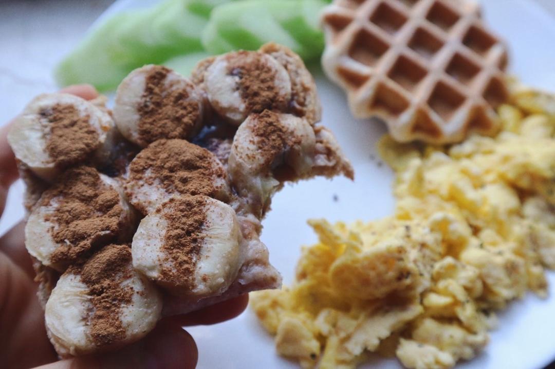 快手夏天健康早餐-香蕉肉桂花生酱开放三明治（减脂增肌okk）