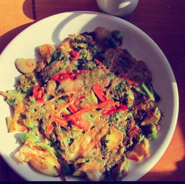 黑胡椒胡萝卜葱花牛奶麦片鸡蛋饼