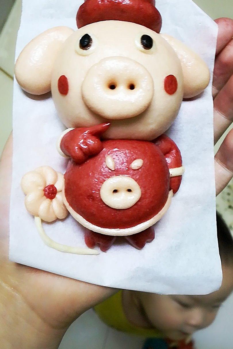 可爱的佩奇馒头（无糖无油易消化）