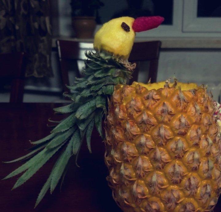 豆豆bean做的鹦鹉水果盘 (动物水果盘)