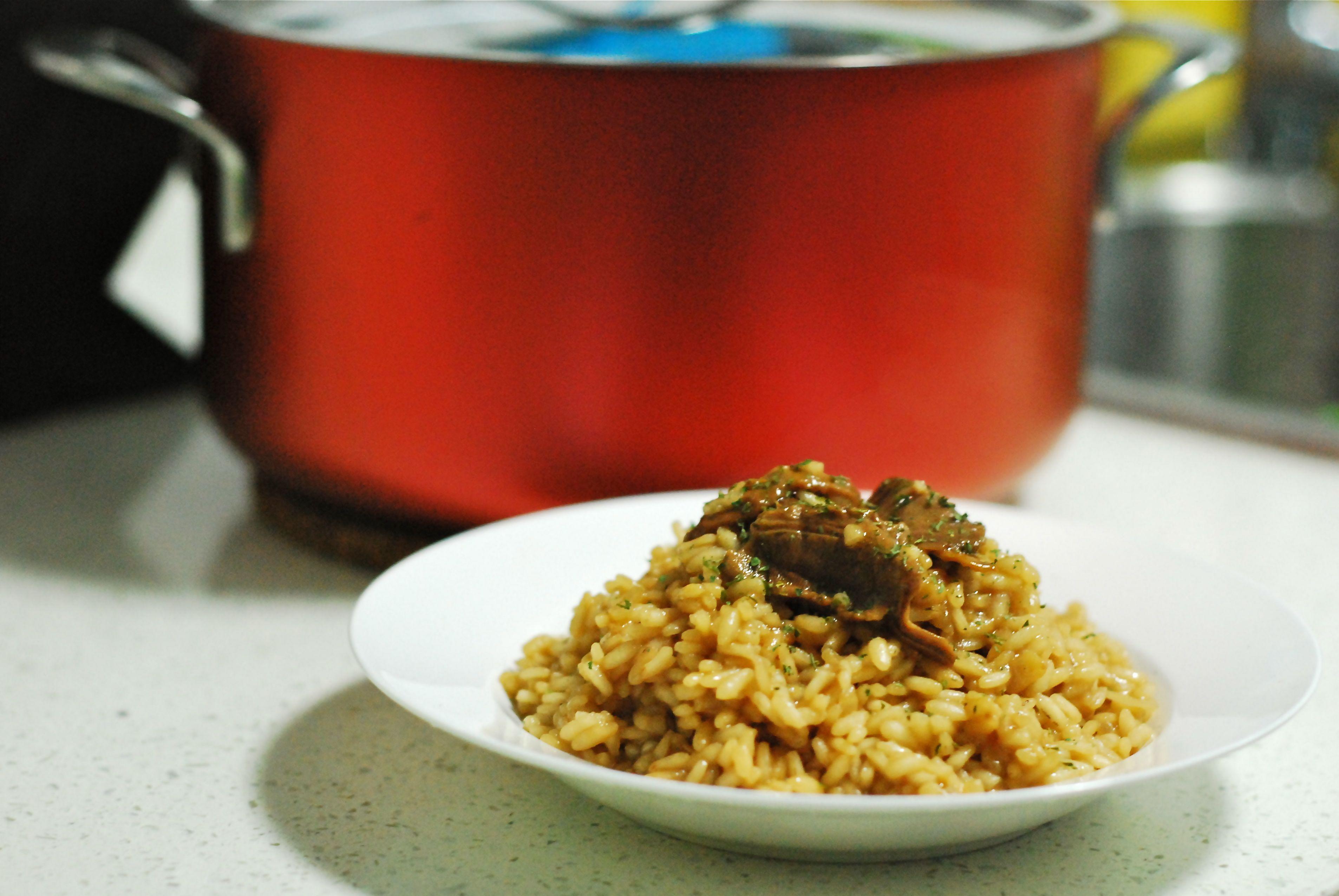 牛肝菌牛尾汤烩饭的做法