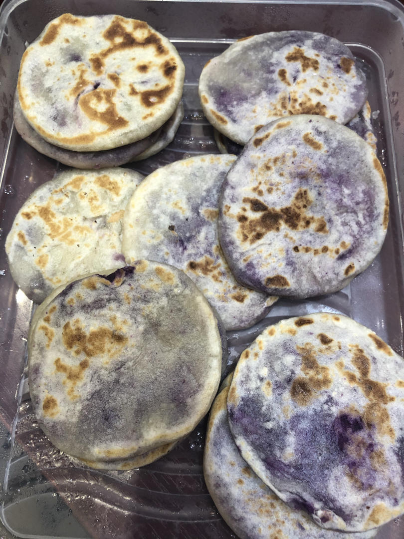 超好吃的烫面紫薯饼饼