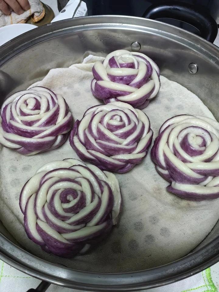 紫薯玫瑰花馒头的详细做法！