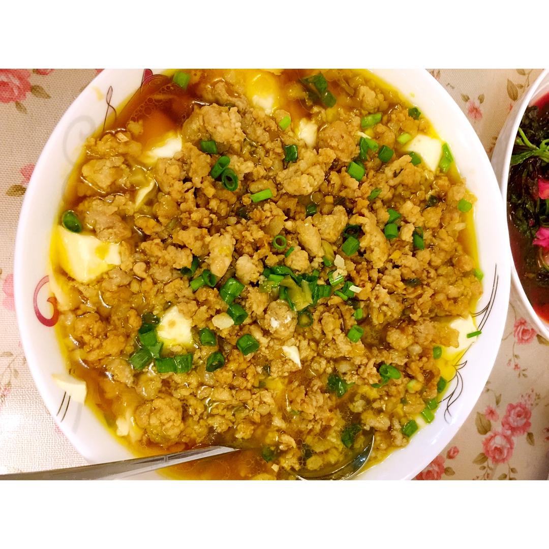 榨菜肉末蒸豆腐