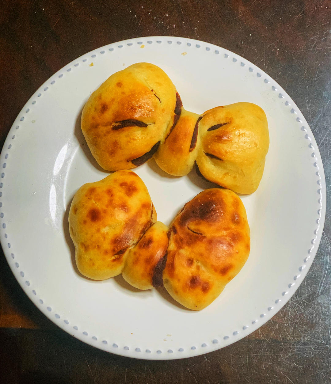 一次发酵网红粉色蝴蝶结豆沙面包（老夫的少女心啊）B74