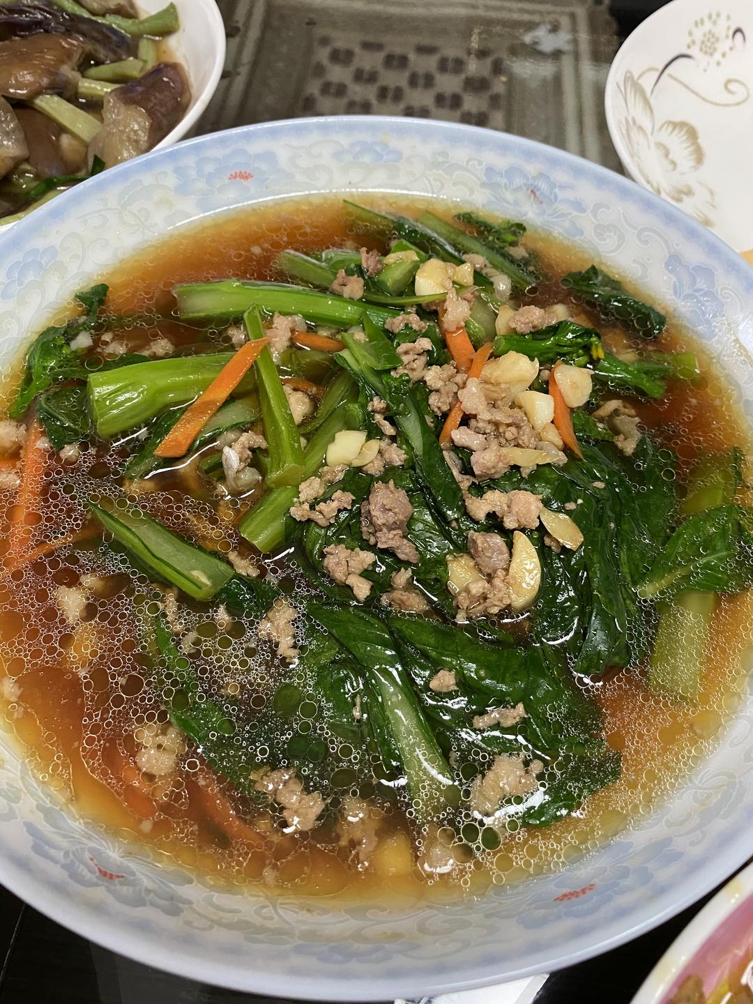 清炒肉沫芥兰