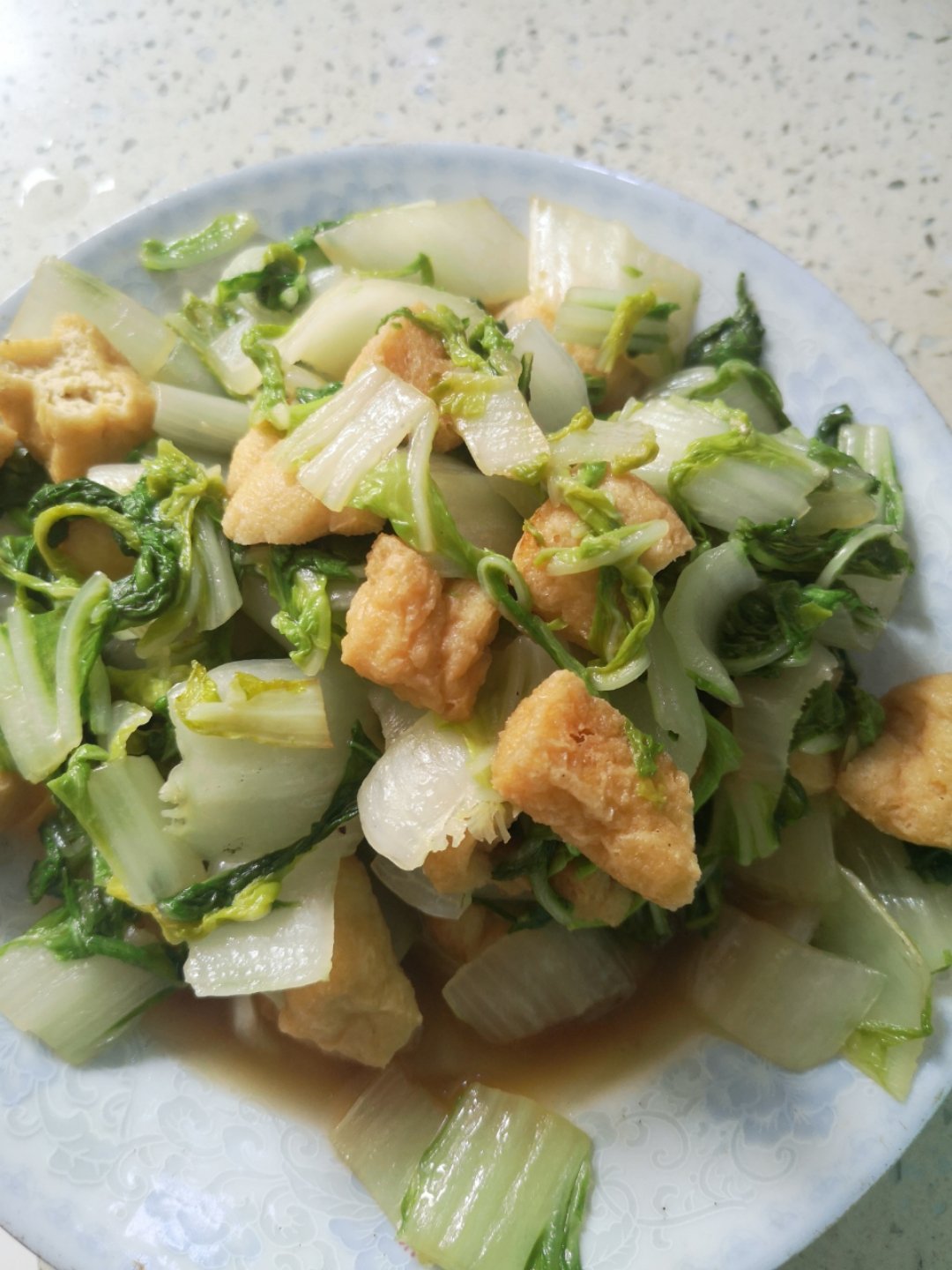 毛白菜炒油豆腐
