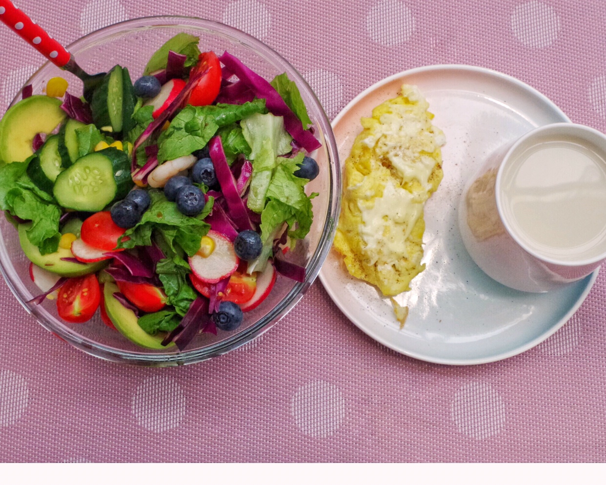 减肥餐低脂沙拉+超嫩煎蛋+无糖奶茶