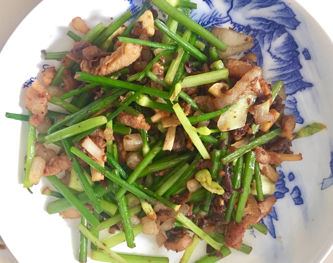 韭菜苔炒肉丝