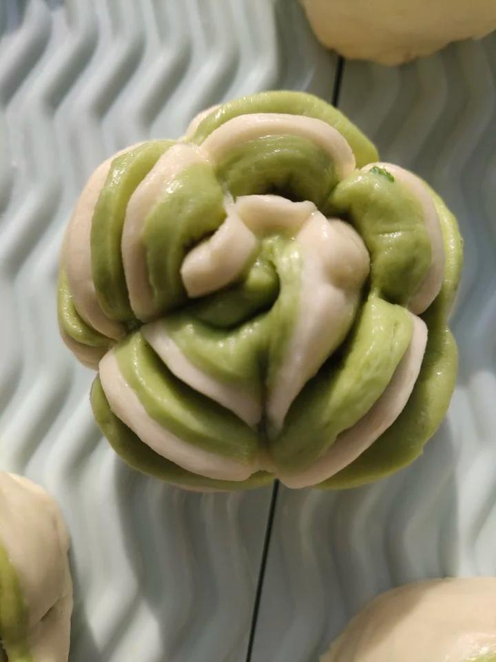 阳光079r做的菠菜双色花卷馒头的花样