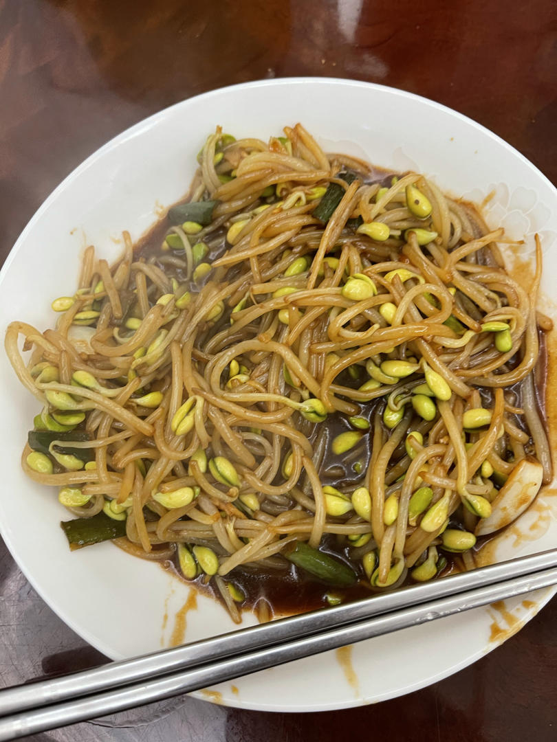开胃下饭素菜！黄豆芽炒粉丝