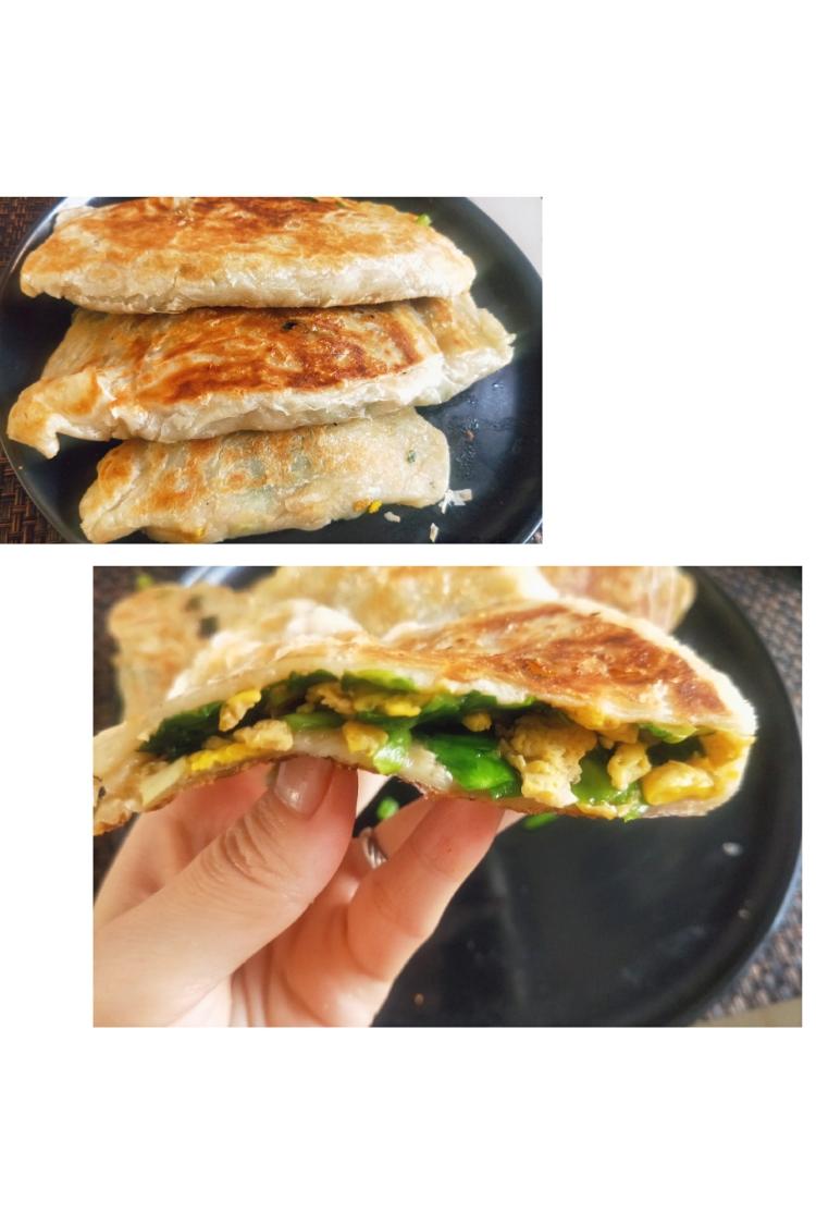 懒人版韭菜鸡蛋盒(手抓饼花式吃法)
