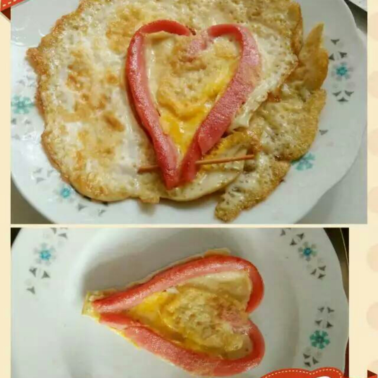 火腿肠心形煎蛋