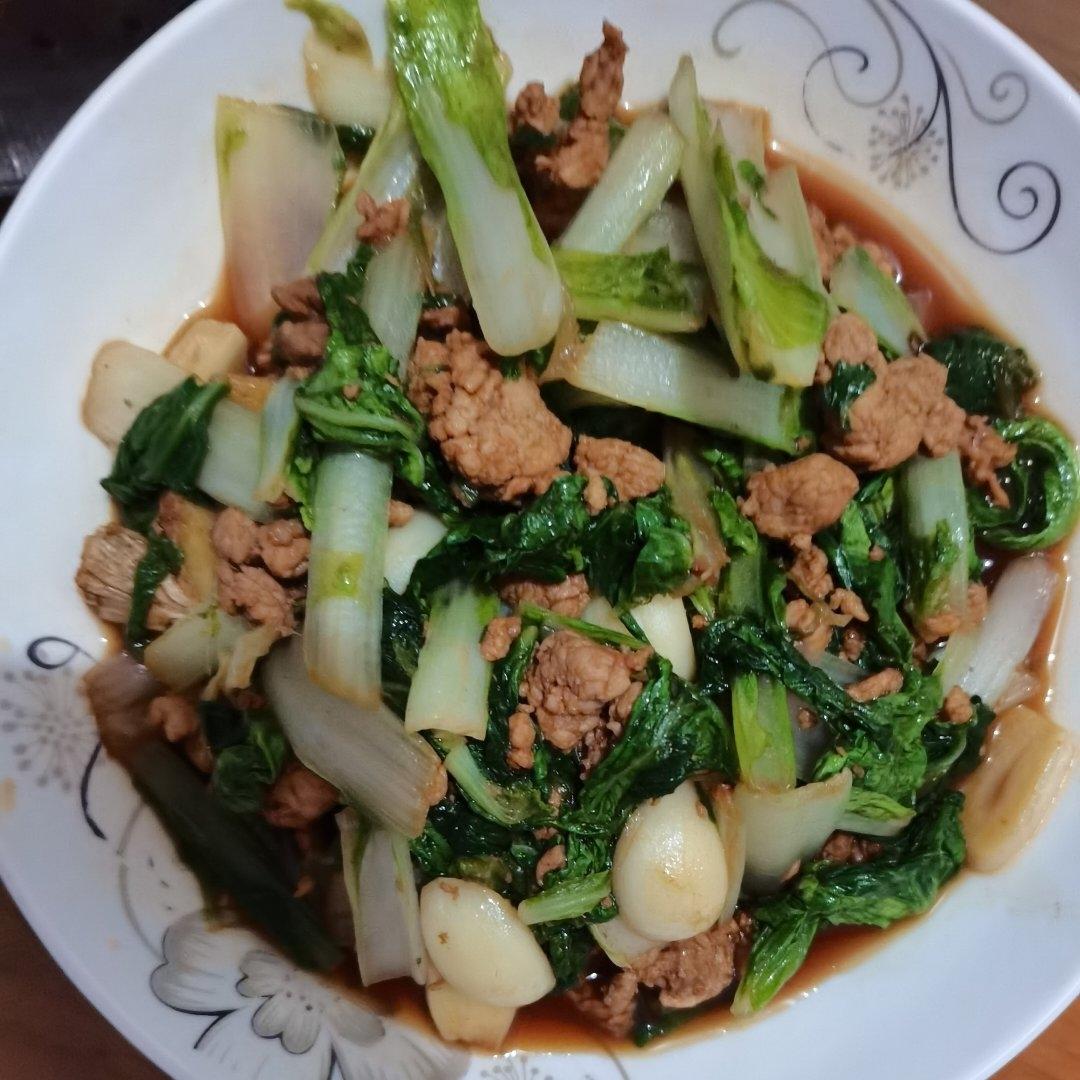 上班带饭菜-肉末小白菜