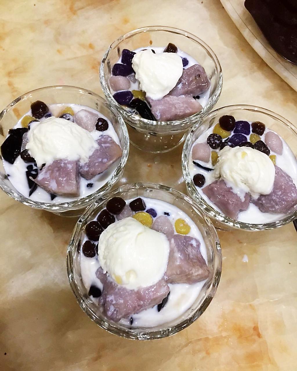 空空空空做的地道台湾芋圆(糖芋头 细腻抹茶冰淇淋 奶香蜜红豆 嫩仙草