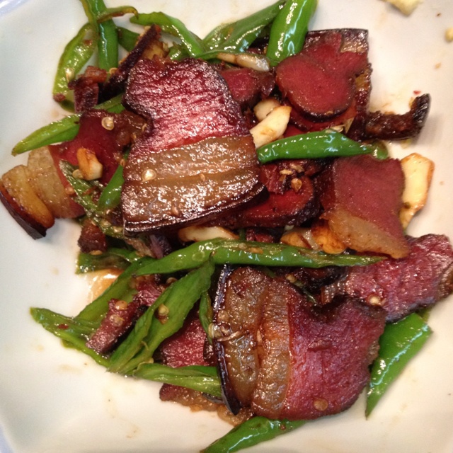 么饭饭做的青蒜炒腊肉