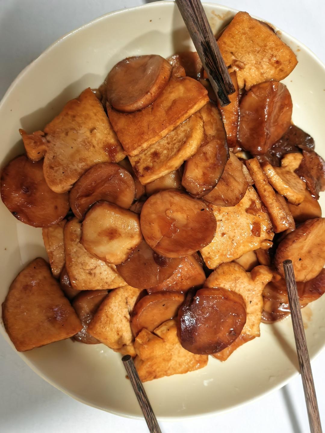 超级简单好吃的下饭菜:蚝油豆腐杏鲍菇