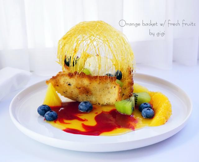 香橙焦糖水果脆藍的做法