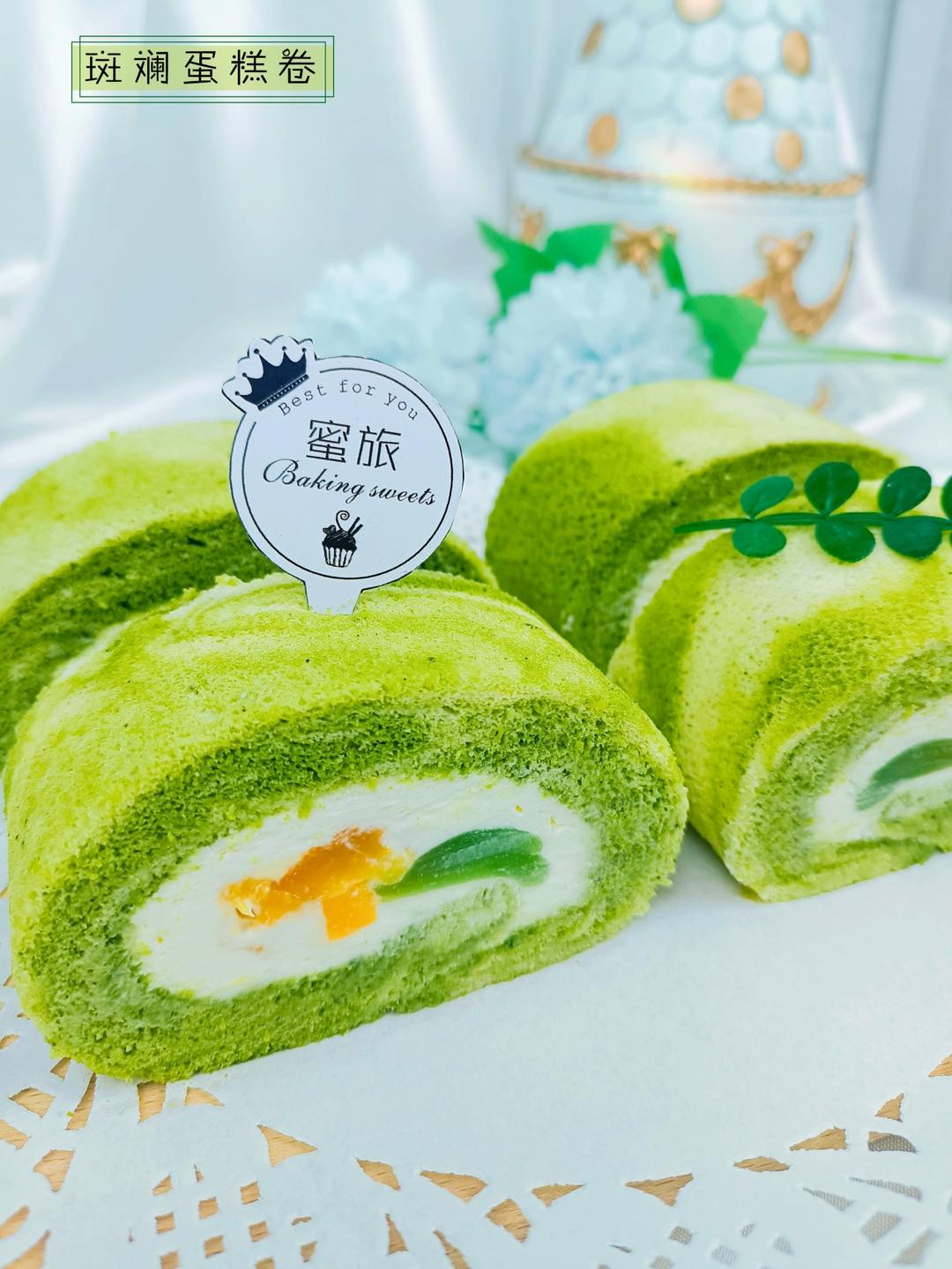 超清新｜斑斓椰香奶冻蛋糕卷｜卷不裂