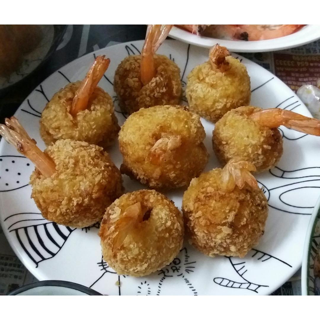 土豆泥鲜虾球