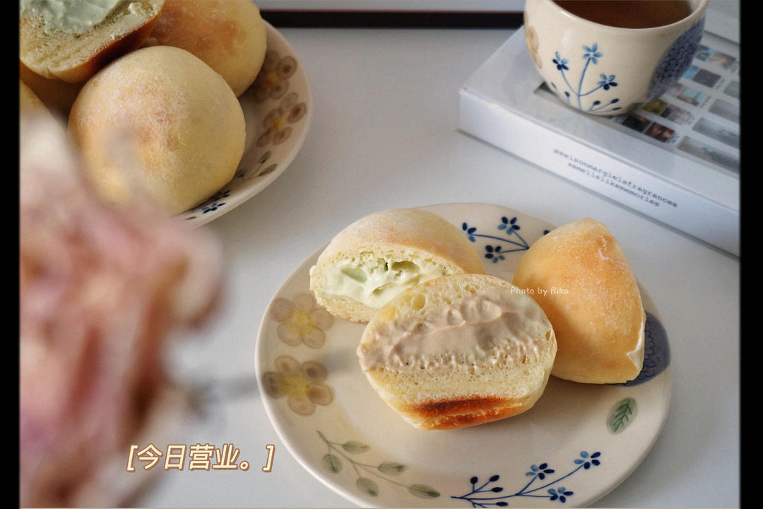 夏日清爽乳酪冰面包🌸豆乳/抹茶/奥奥🍃烤箱