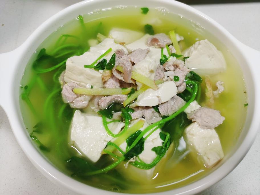 每日一道家常菜-西洋菜瘦肉豆腐汤