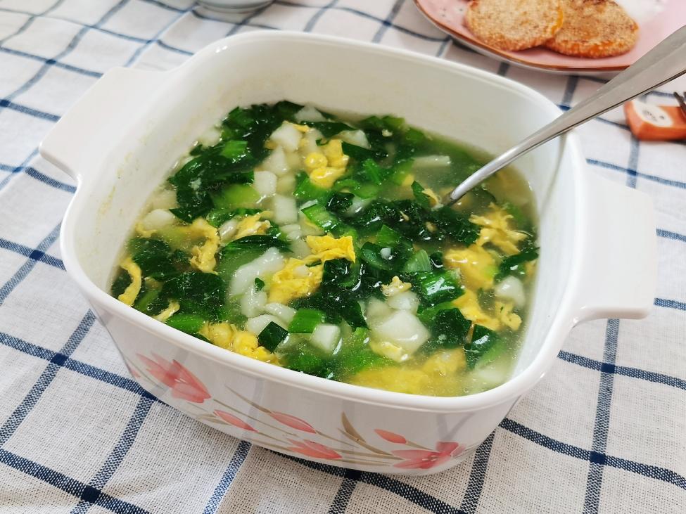 山药青菜鸡蛋汤的做法