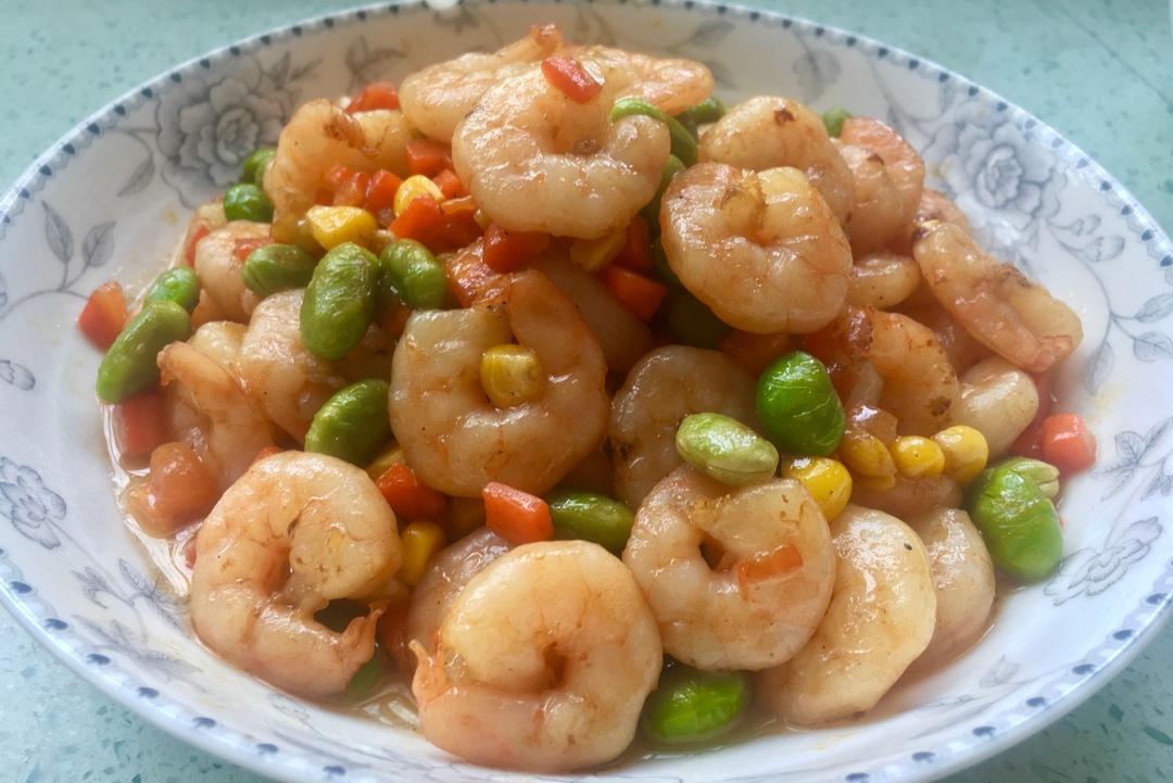 玉米青豆烧虾仁