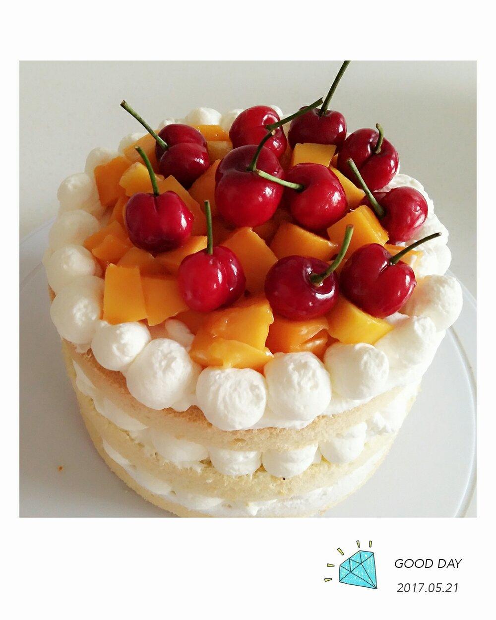 【零失败】不会裱花没关系的水果裸蛋糕 芒果裸蛋糕 完美戚风胚