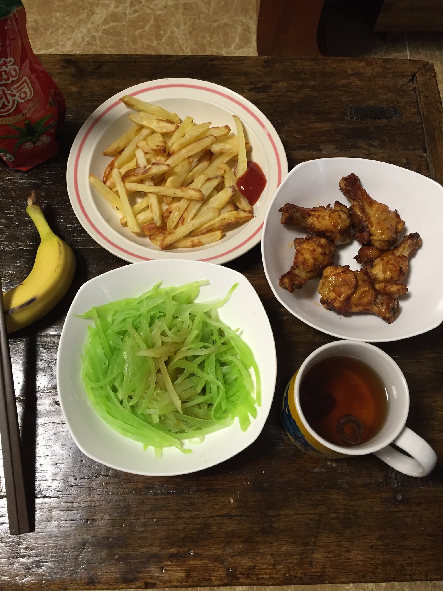 简餐-鸡翅薯条莴笋的做法