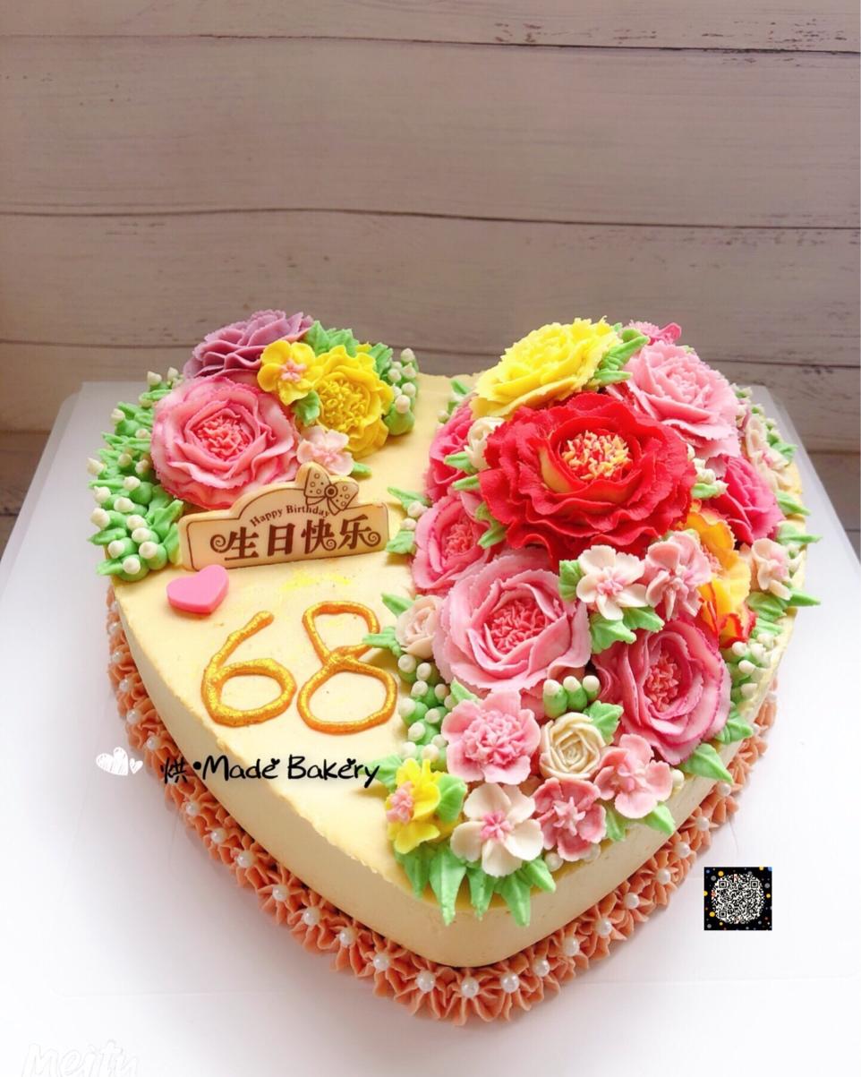 好看又好吃的豆沙花主题蛋糕