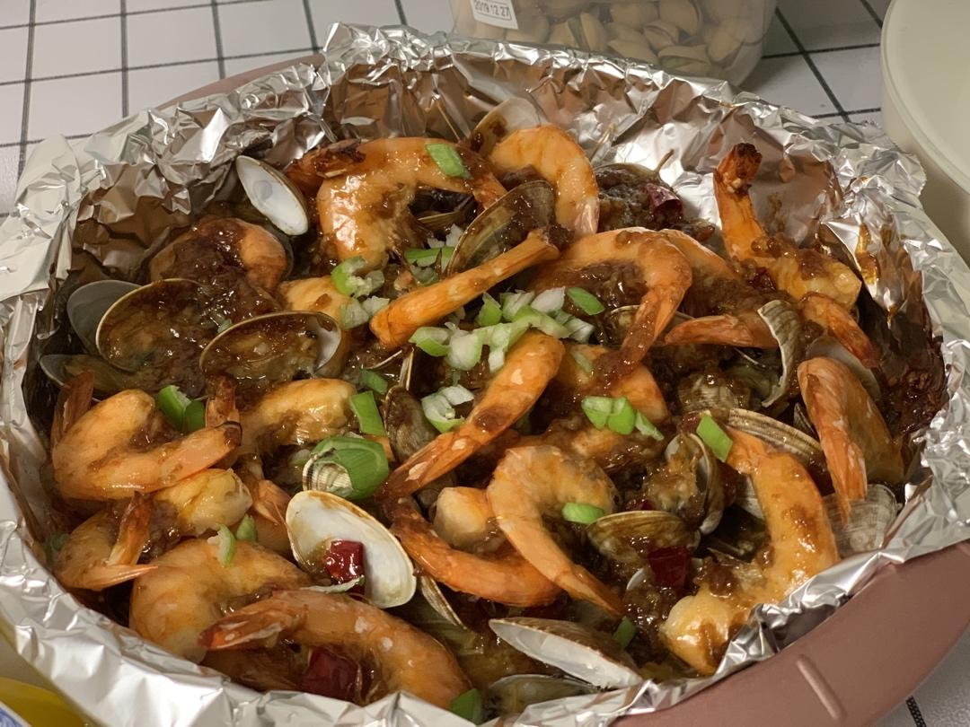 蒜蓉粉丝烤花蛤虾（烤箱版）