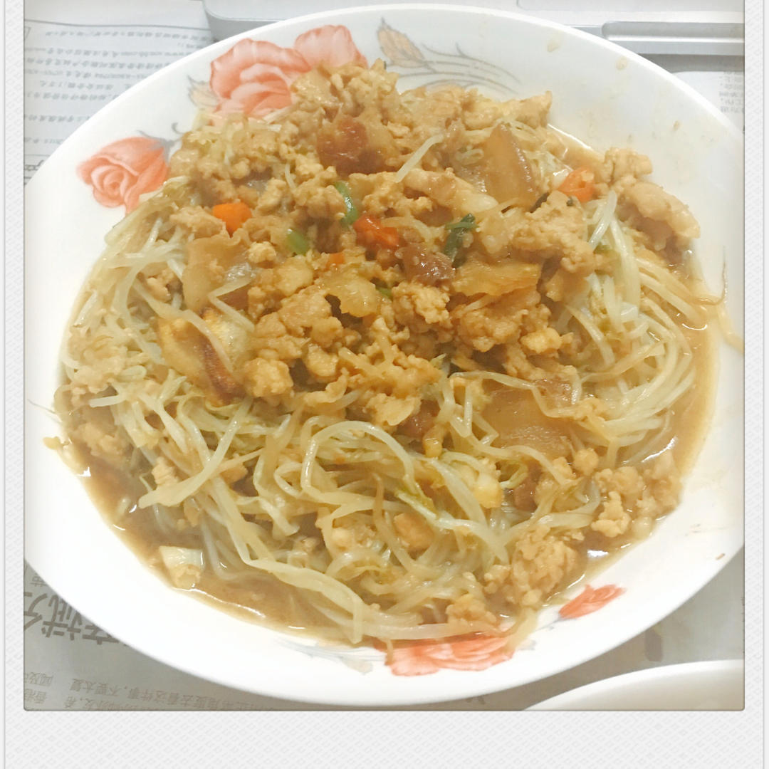肉末炒豆芽
