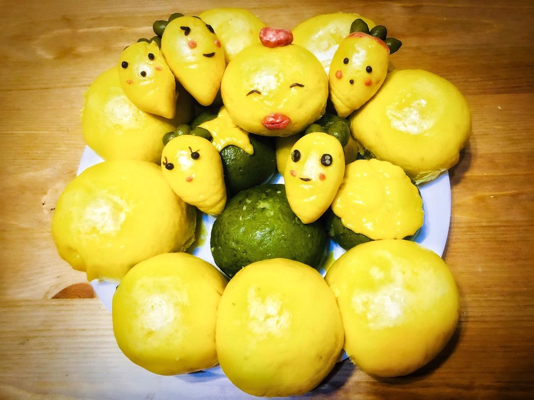 南瓜抹茶豆沙包