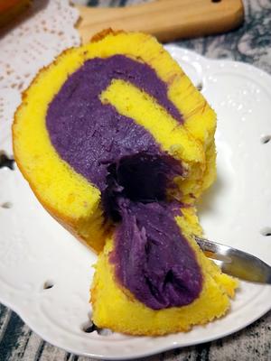 香芋紫薯蛋糕卷的做法 步骤16