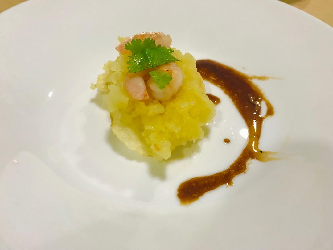 虾仁拉丝土豆泥脆塔可