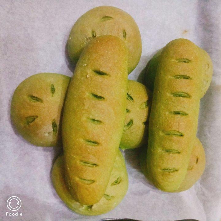 抹茶豆沙小面包（无油脂）