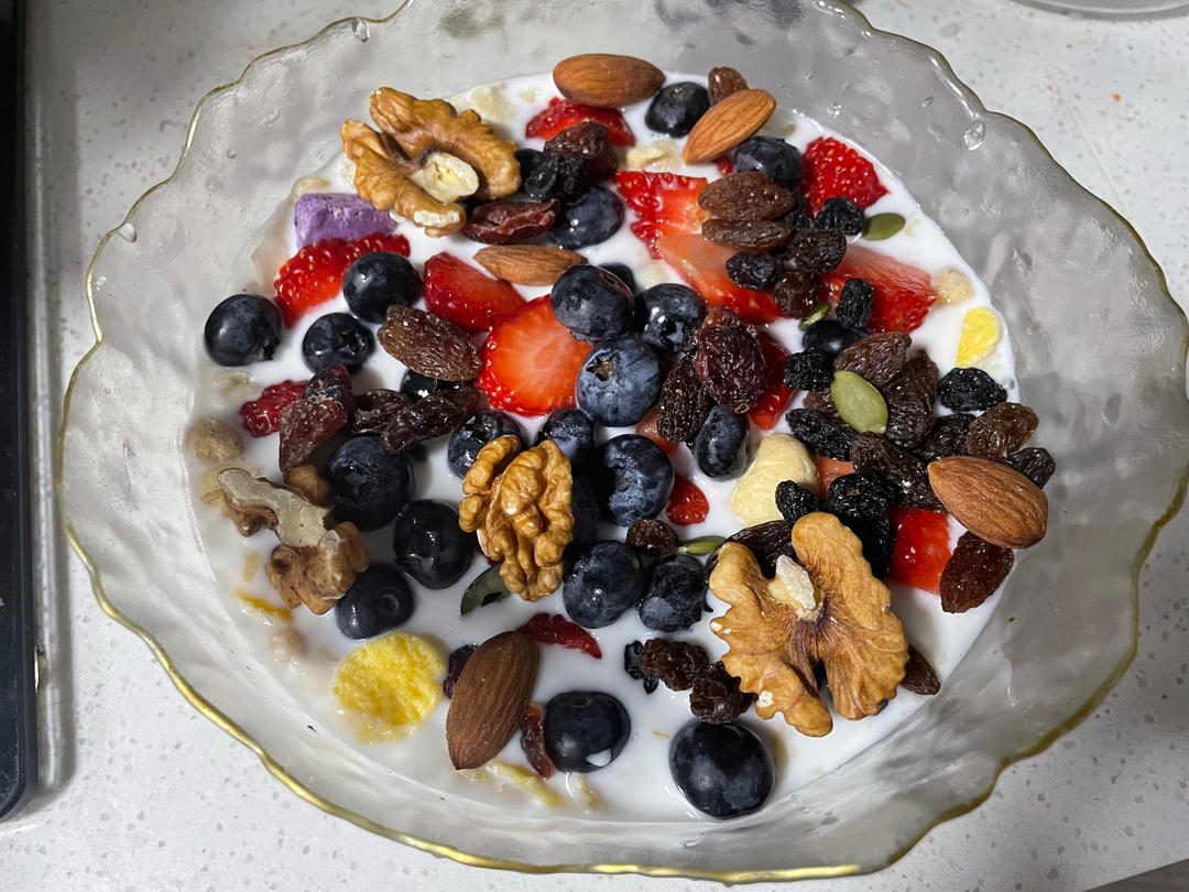 各种坚果酸奶水果捞（健康减脂）