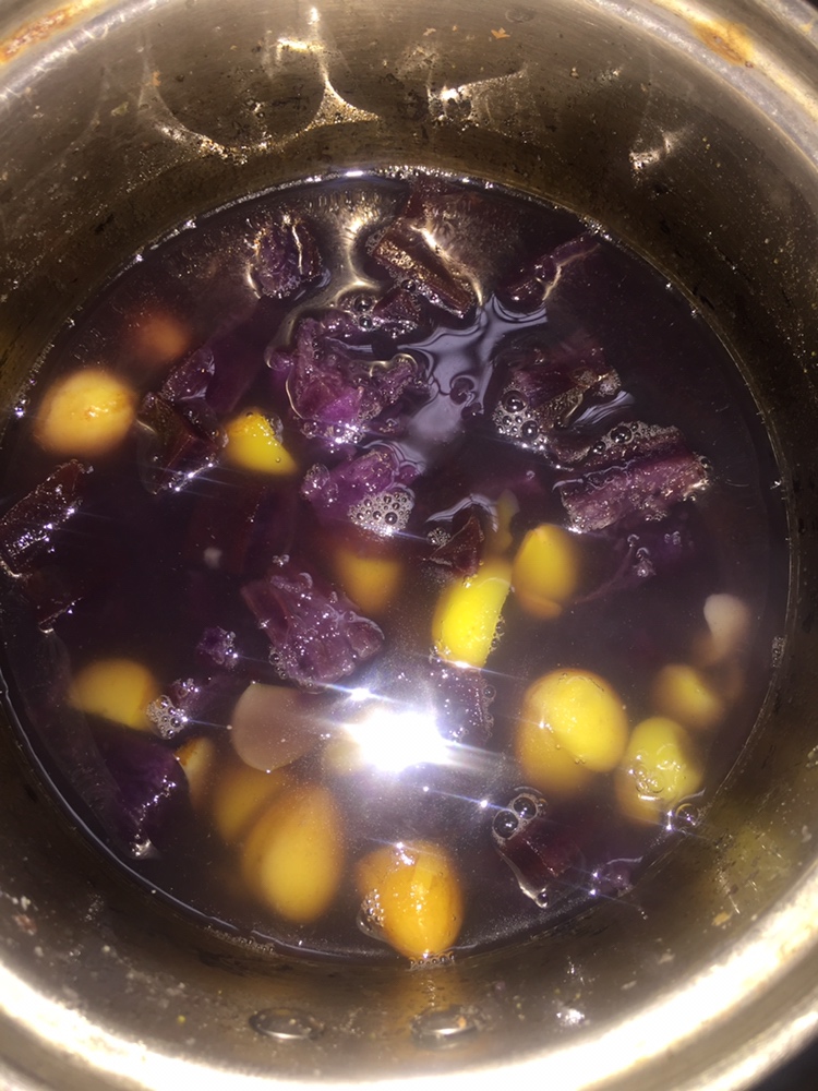 椰浆紫薯苹婆西米露的做法 步骤5